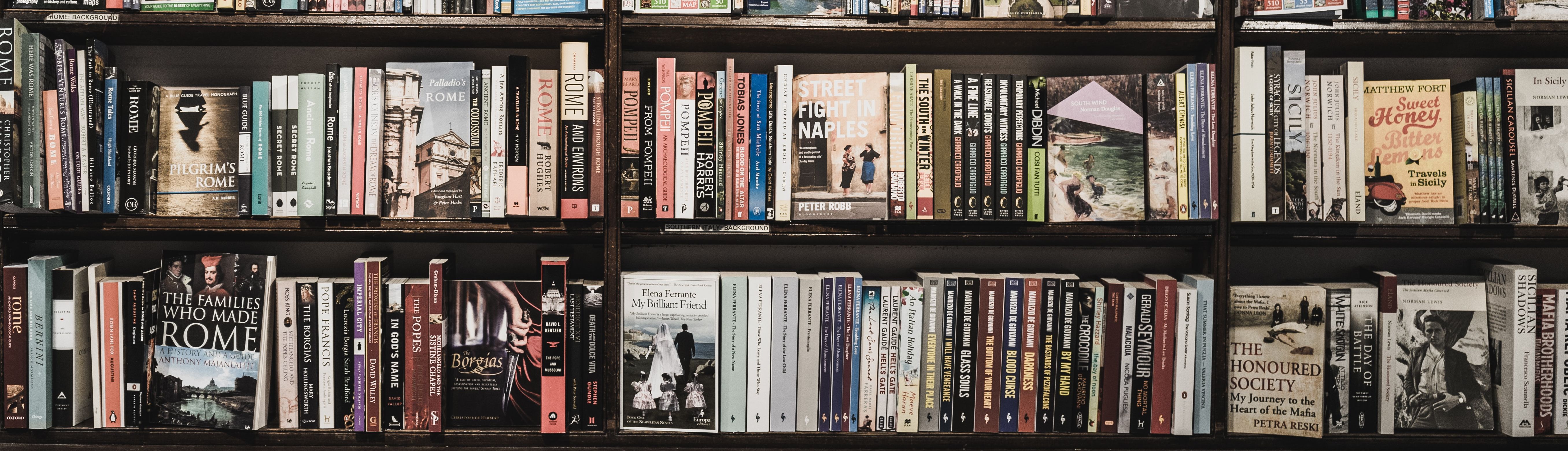 bookshelf with closeup of books